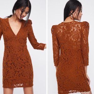 Free People lace bodycon puff sleeve dress